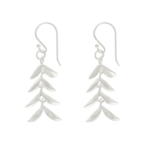 Silver Dangling Leaves Earrings