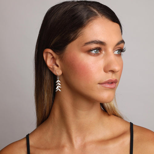 Silver Dangling Leaves Earrings