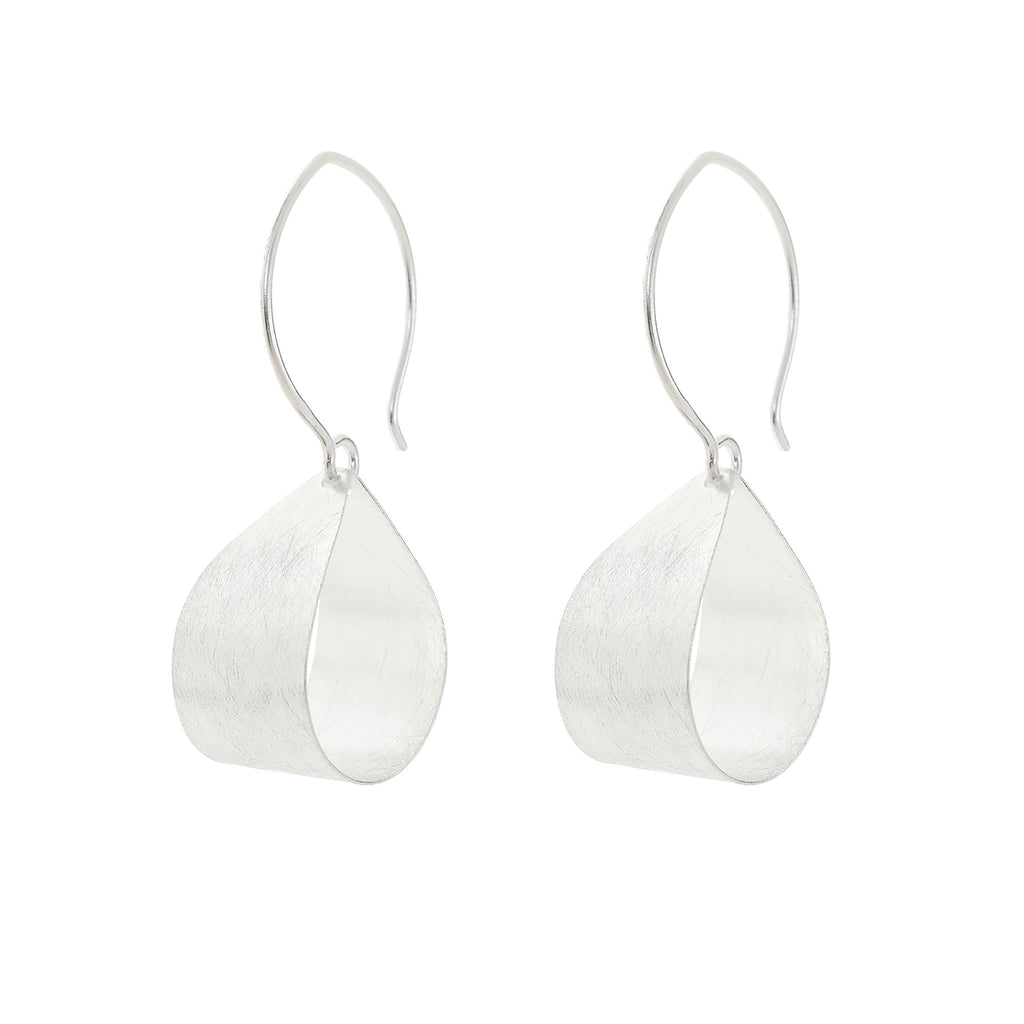 Silver Dangling Tear Drop Loop Earrings