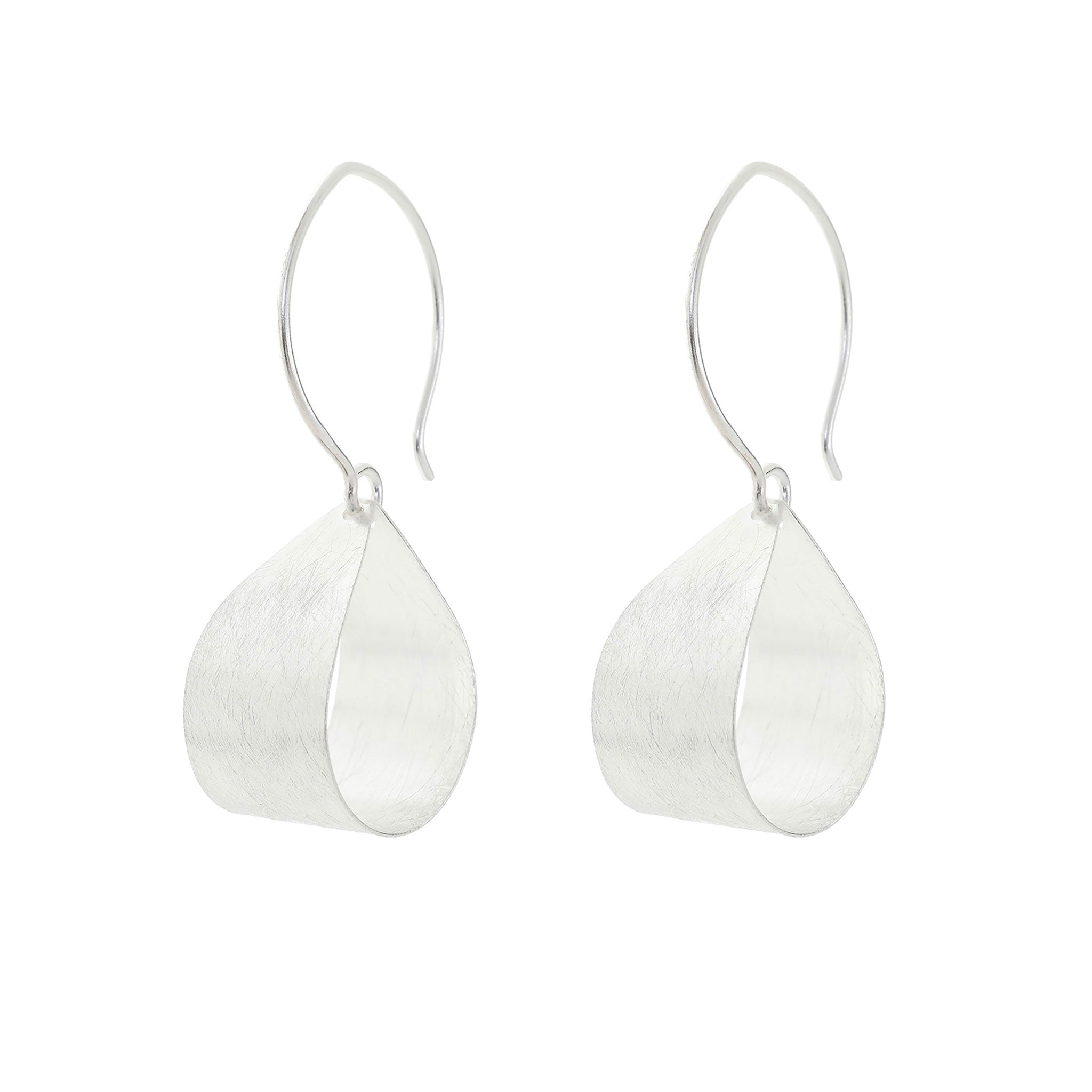 Silver Dangling Tear Drop Loop Earrings