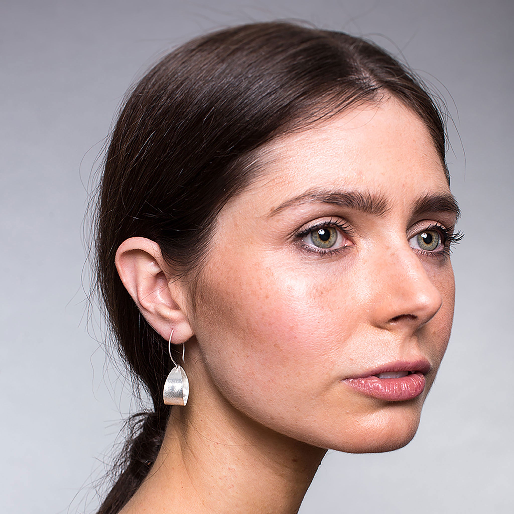 Silver Dangling Tear Drop Loop Earrings