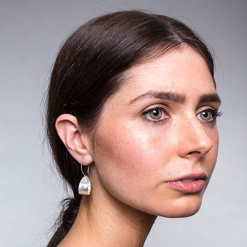 Silver Dangling Tear Drop Loop Earrings