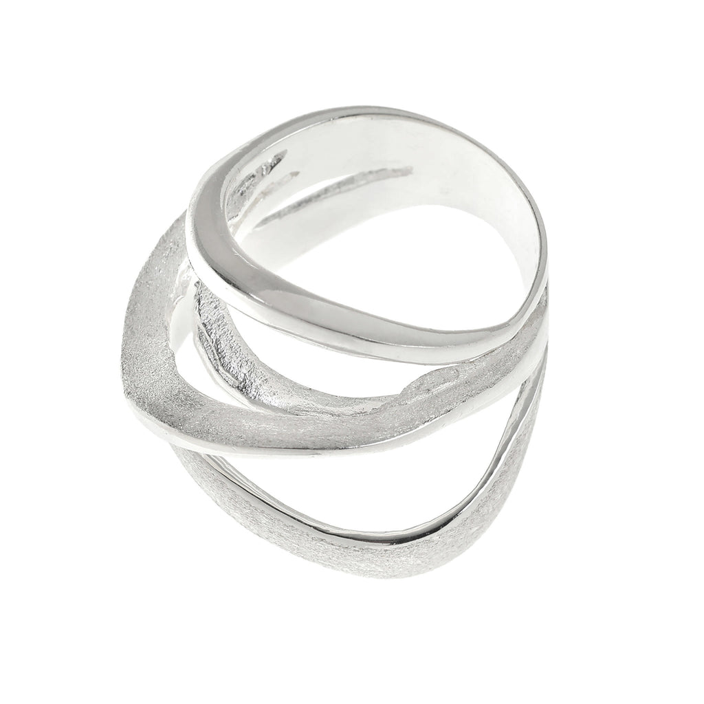 Silver Design Multi Rows Band Ring