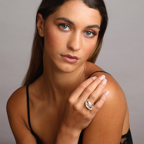 Silver Design Multi Rows Band Ring