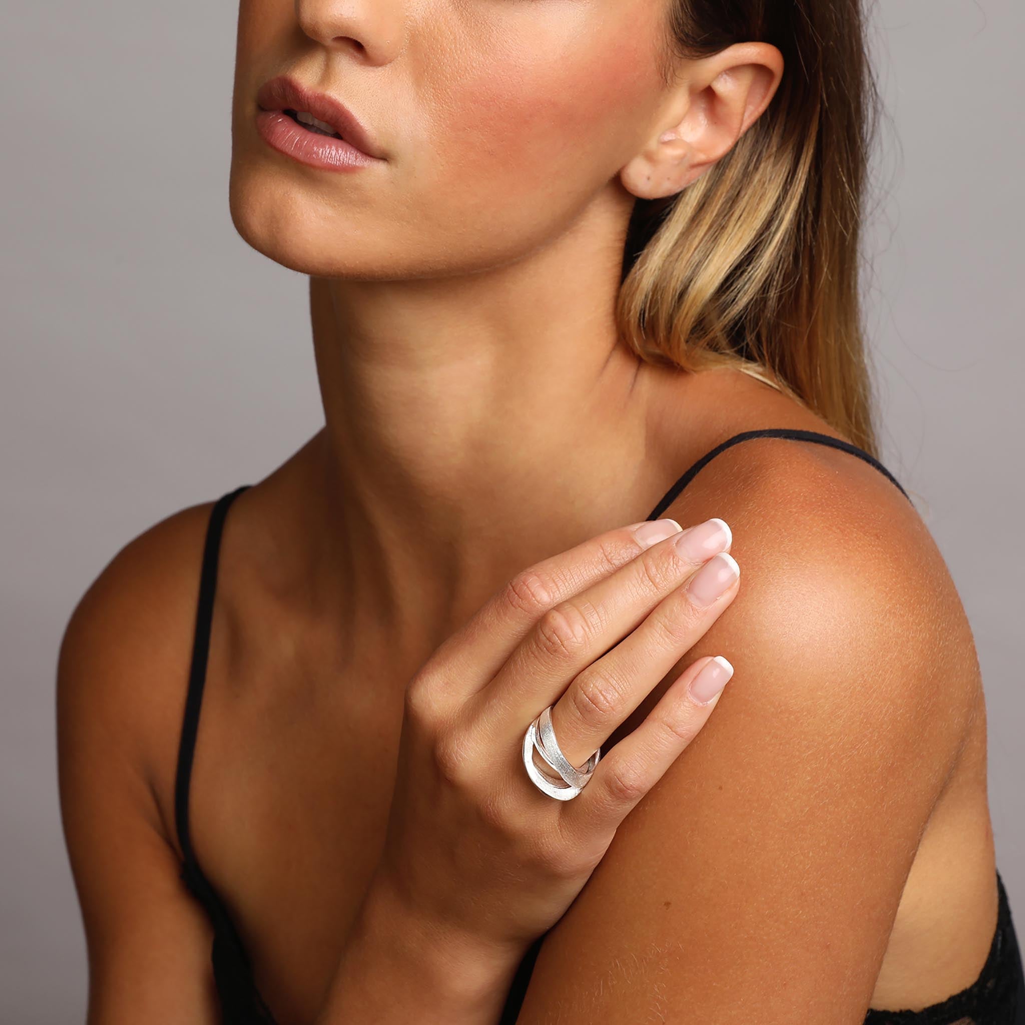 Silver Design Multi Rows Band Ring