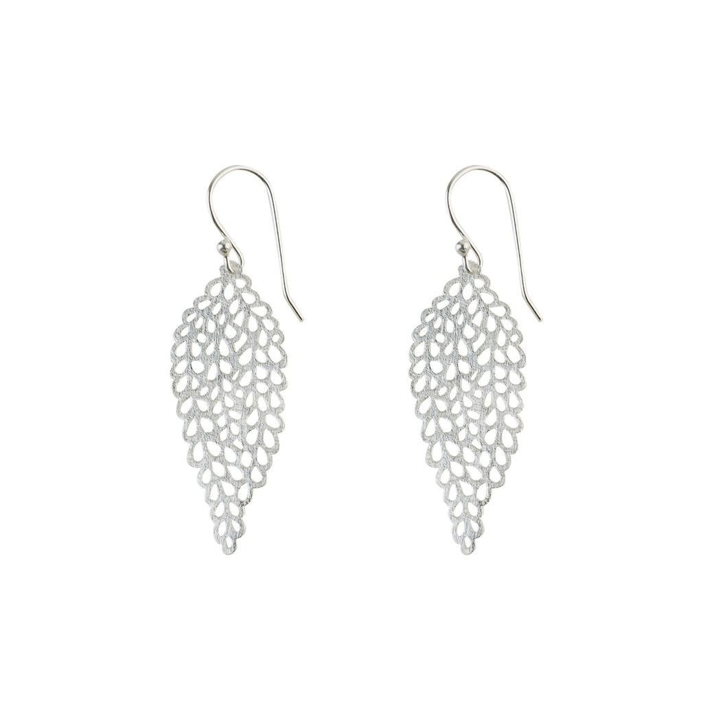Silver Detailed Leaf Earrings