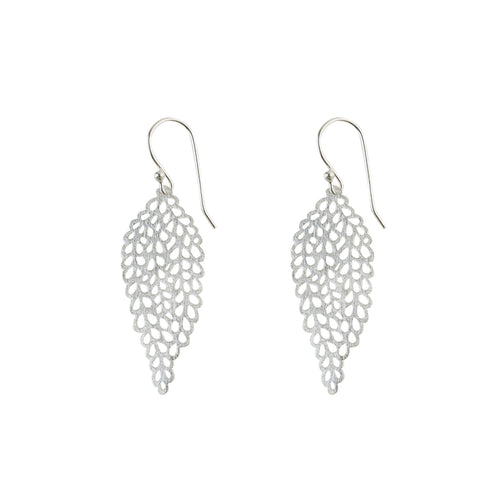 Silver Detailed Leaf Earrings