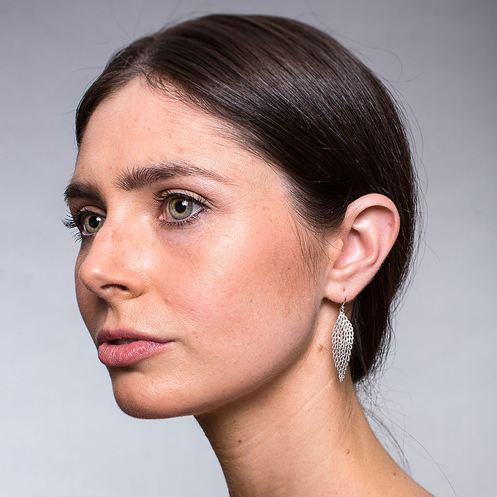 Silver Detailed Leaf Earrings