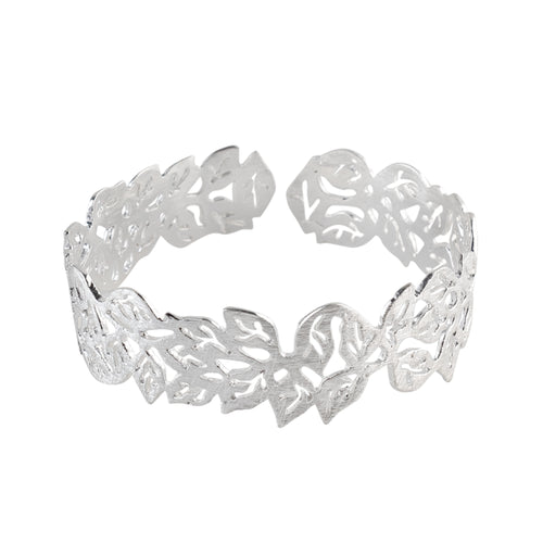 Silver Detailed Leaf Pattern Bangle