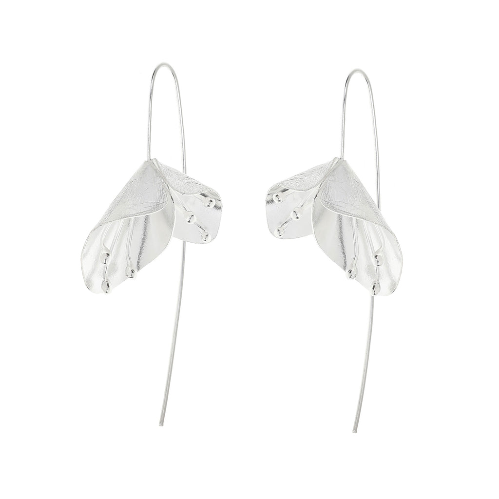 Silver Double Flower Earrings