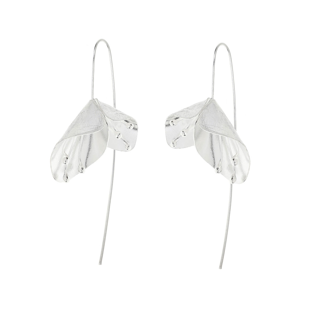 Silver Double Flower Earrings