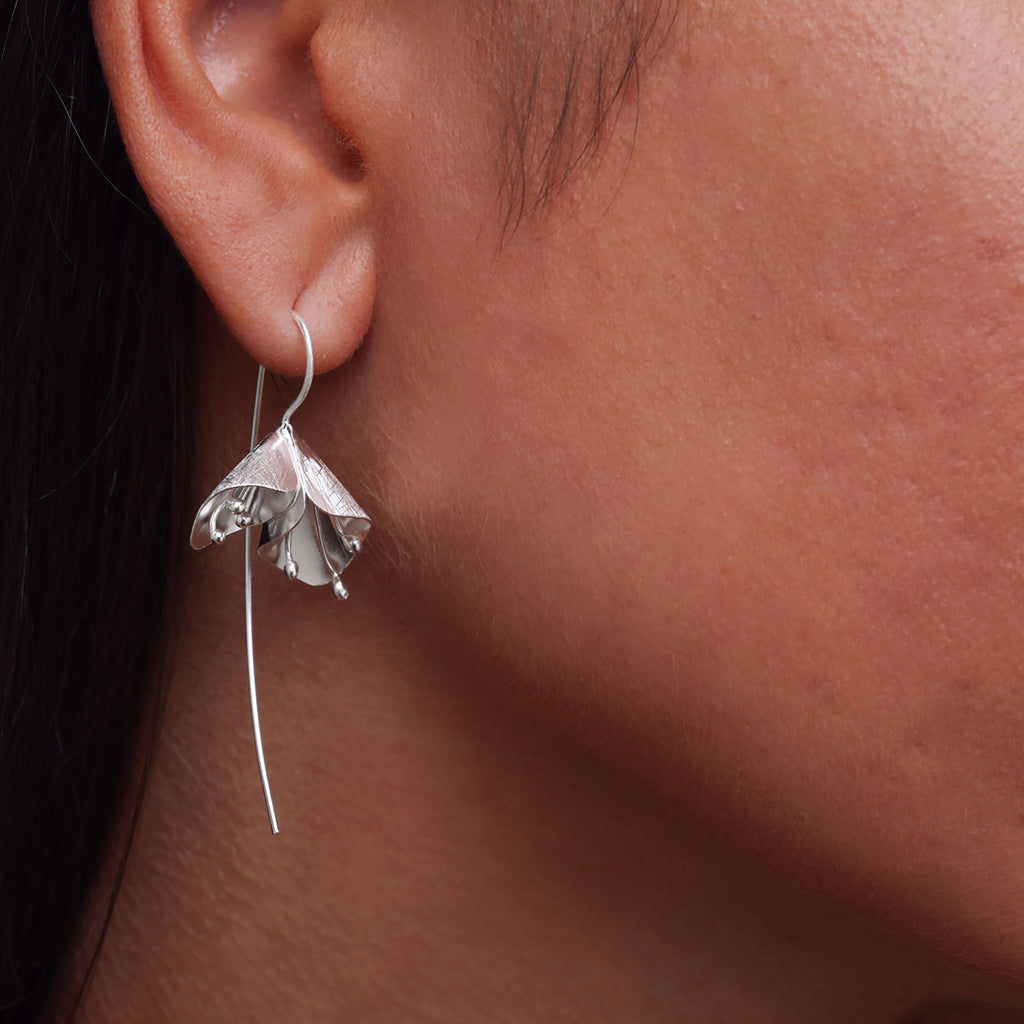 Silver Double Flower Earrings