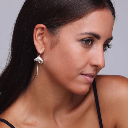 Silver Double Flower Earrings