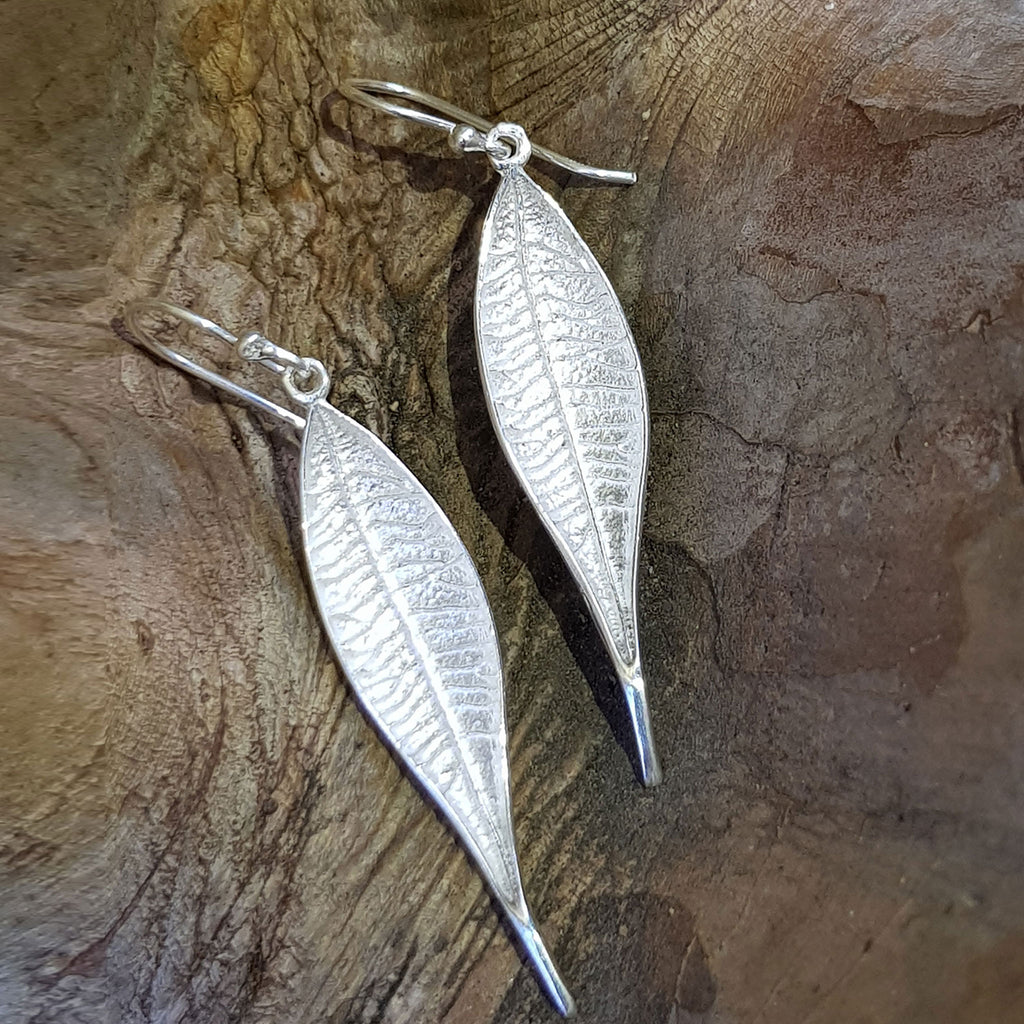 Silver Eucalyptus Leaf Earrings
