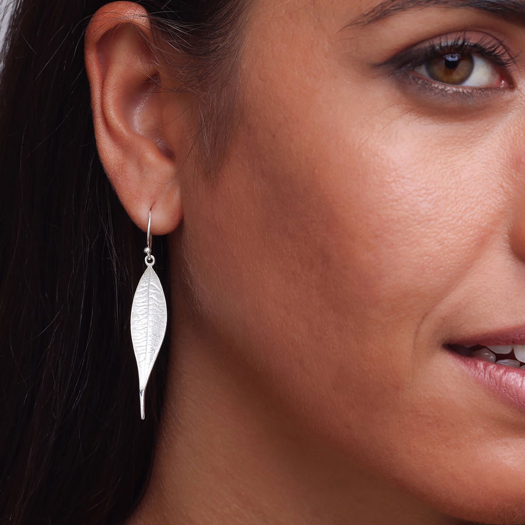 Silver Eucalyptus Leaf Earrings