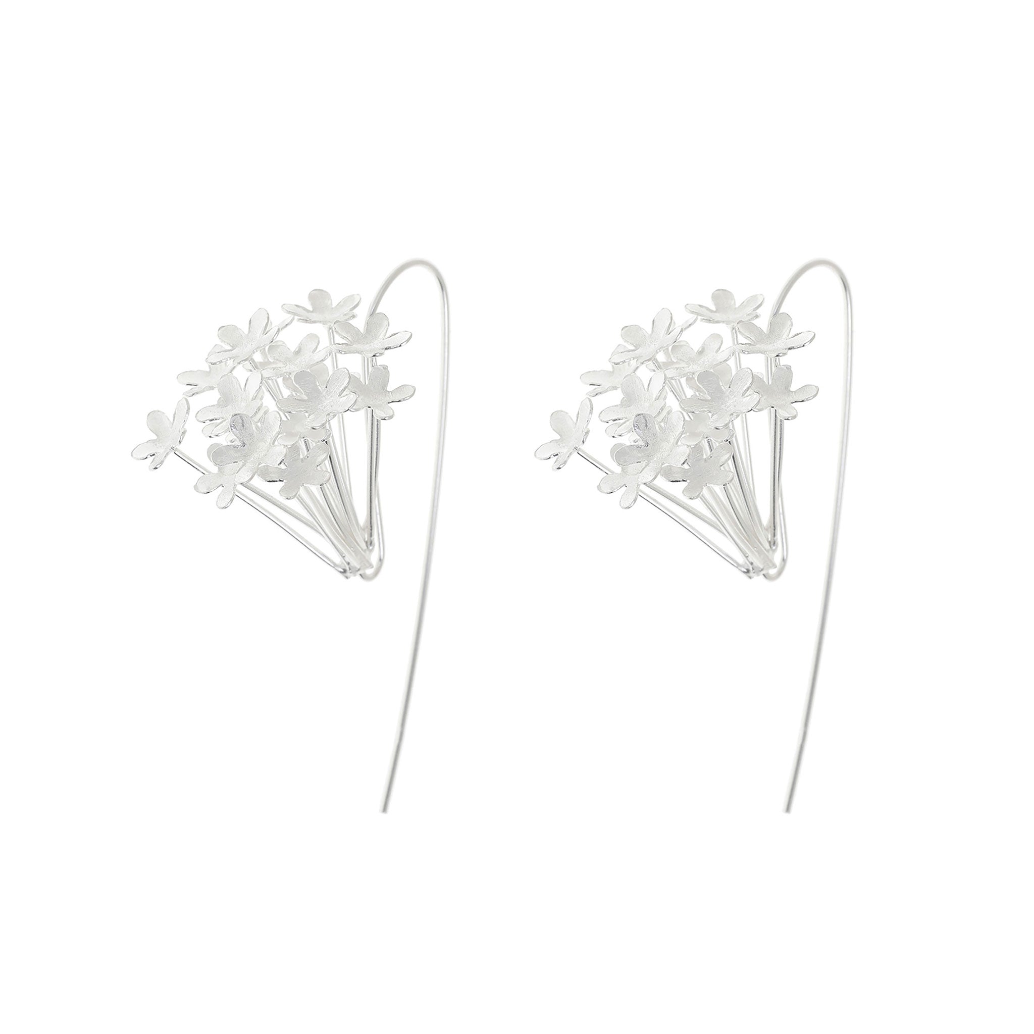 Silver Flower Bouquet Earrings