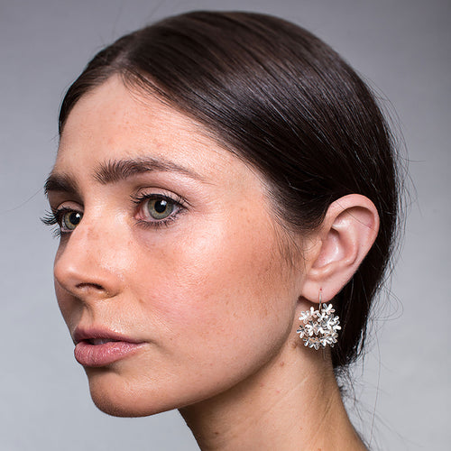 Silver Flower Bouquet Earrings
