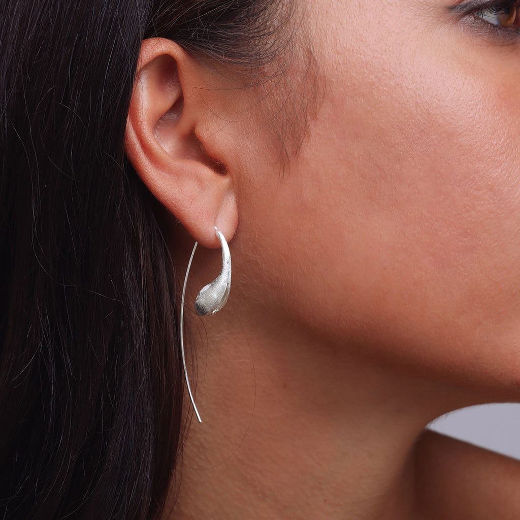 Silver Flower Bud Earrings