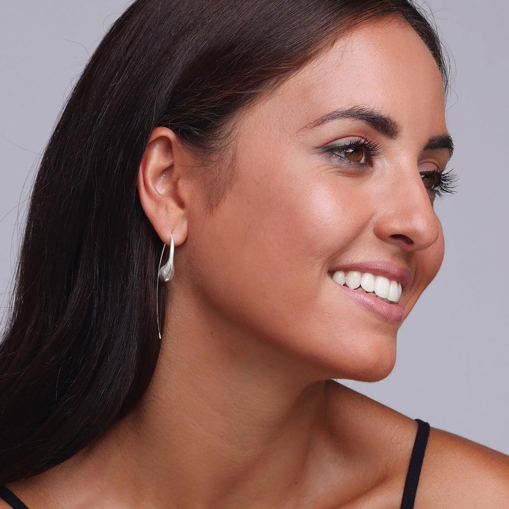 Silver Flower Bud Earrings