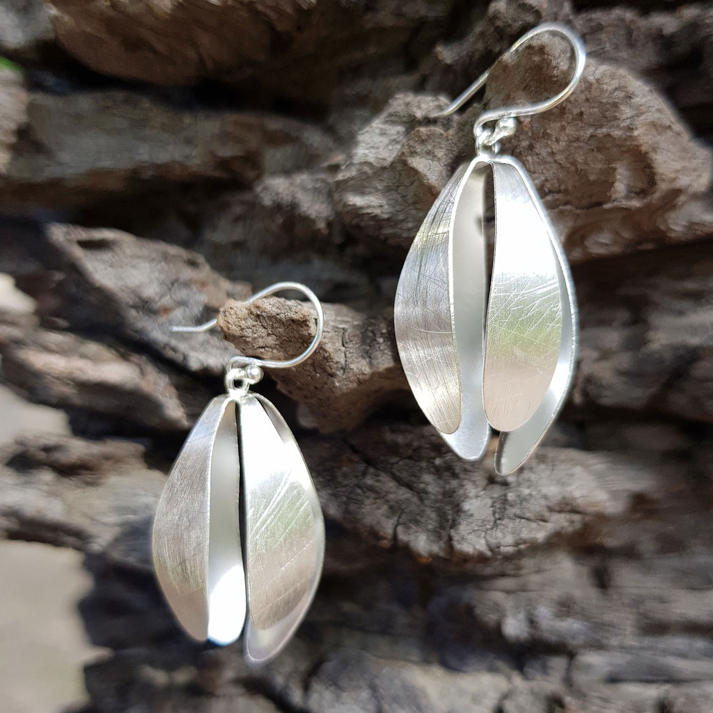 Silver Four Leaves Balloon Earrings