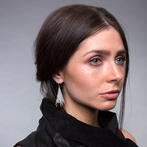 Silver Geometric Dangling Earrings