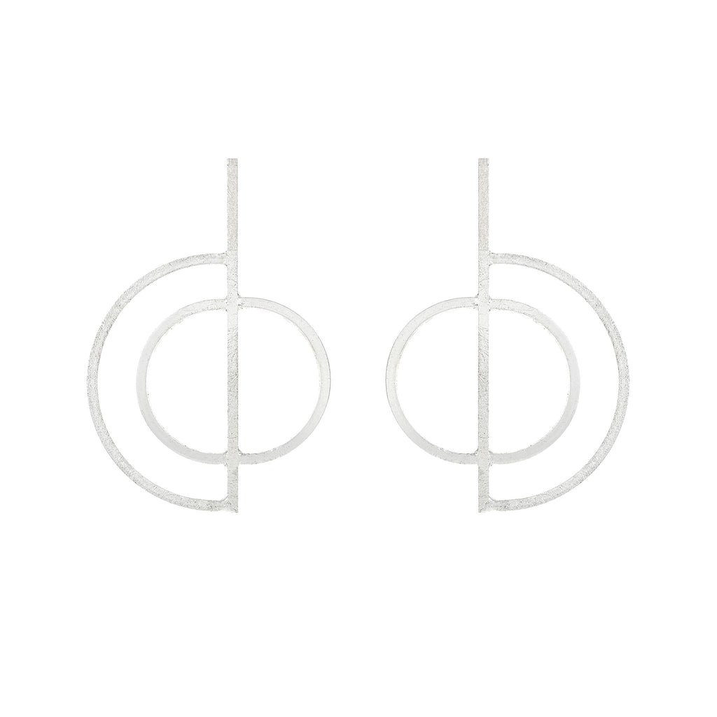Silver Geometric Shaped Stud Earrings