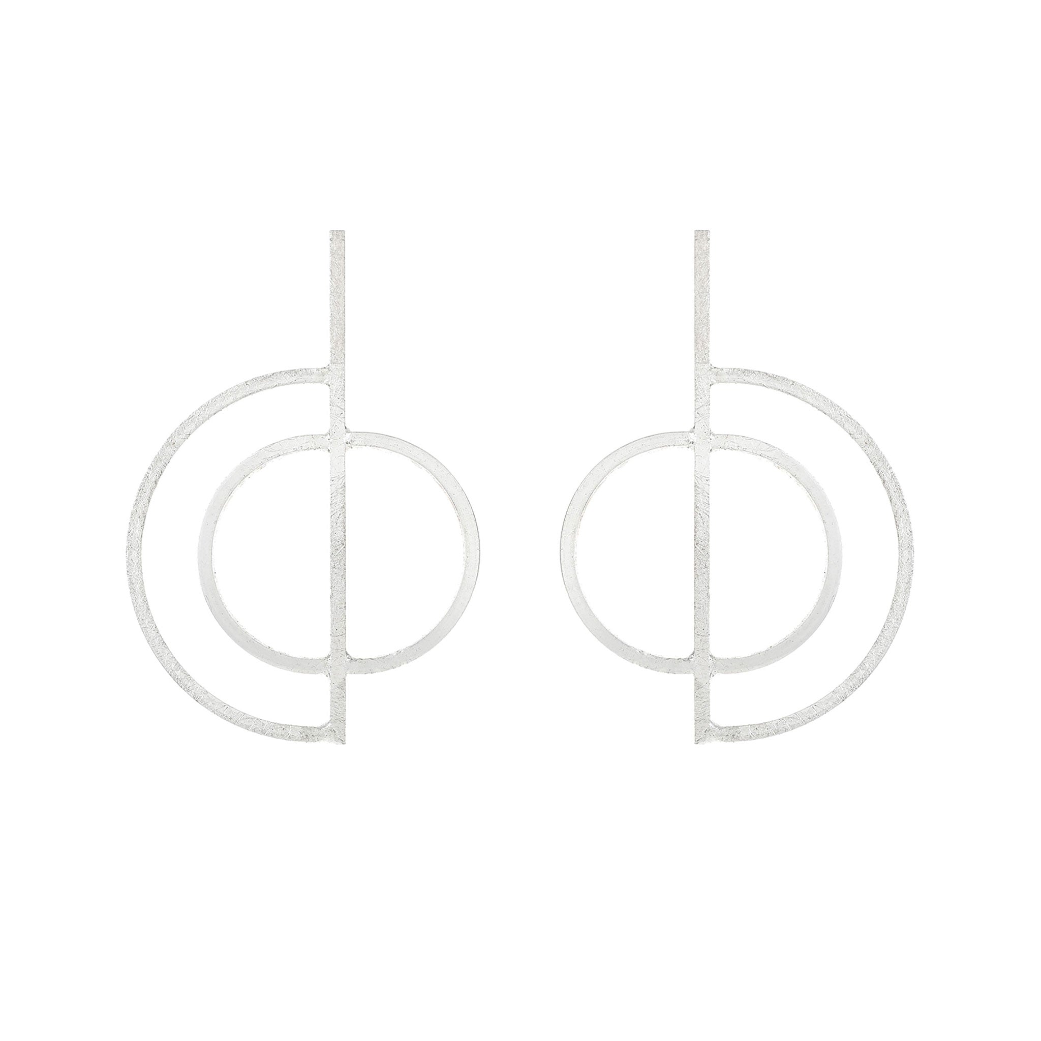 Silver Geometric Shaped Stud Earrings