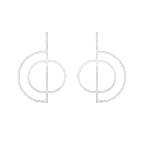 Silver Geometric Shaped Stud Earrings