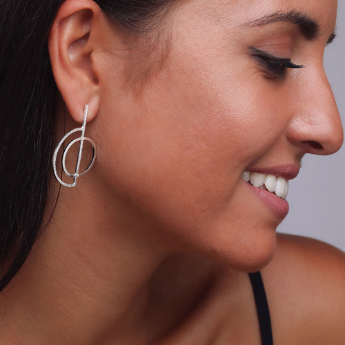 Silver Geometric Shaped Stud Earrings