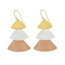 Load image into Gallery viewer, Silver, Yellow-Gold and Rose-Gold Three Plain Triangles Earrings
