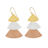Silver, Yellow-Gold and Rose-Gold Three Plain Triangles Earrings
