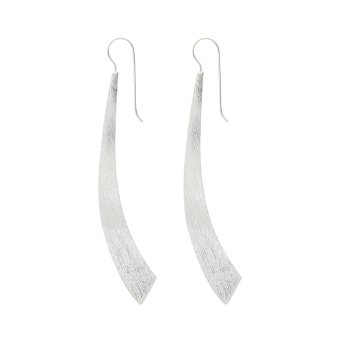 Silver Grass Blade Long Earrings