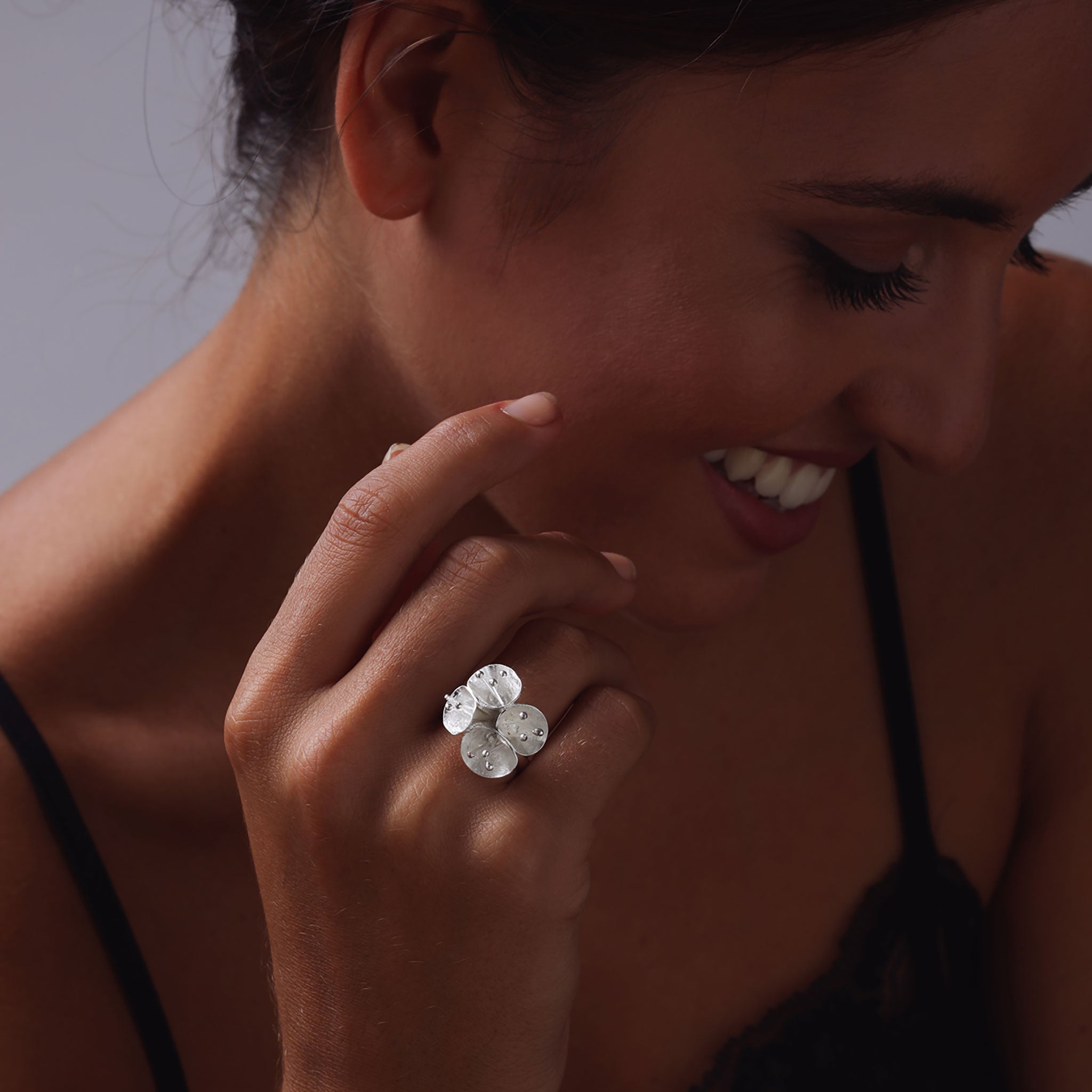 Silver Gumnut Flower Adjustable Ring