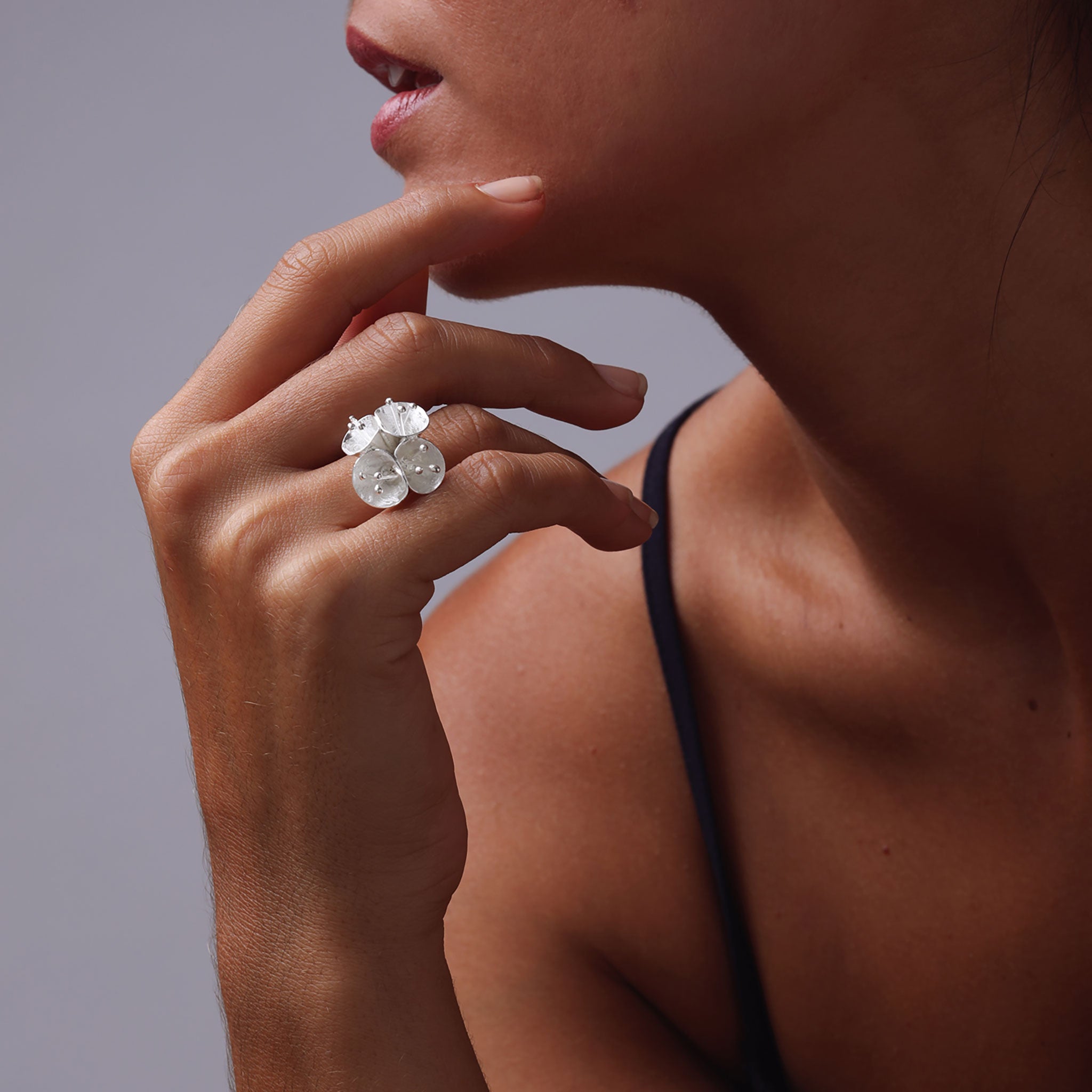 Silver Gumnut Flower Adjustable Ring