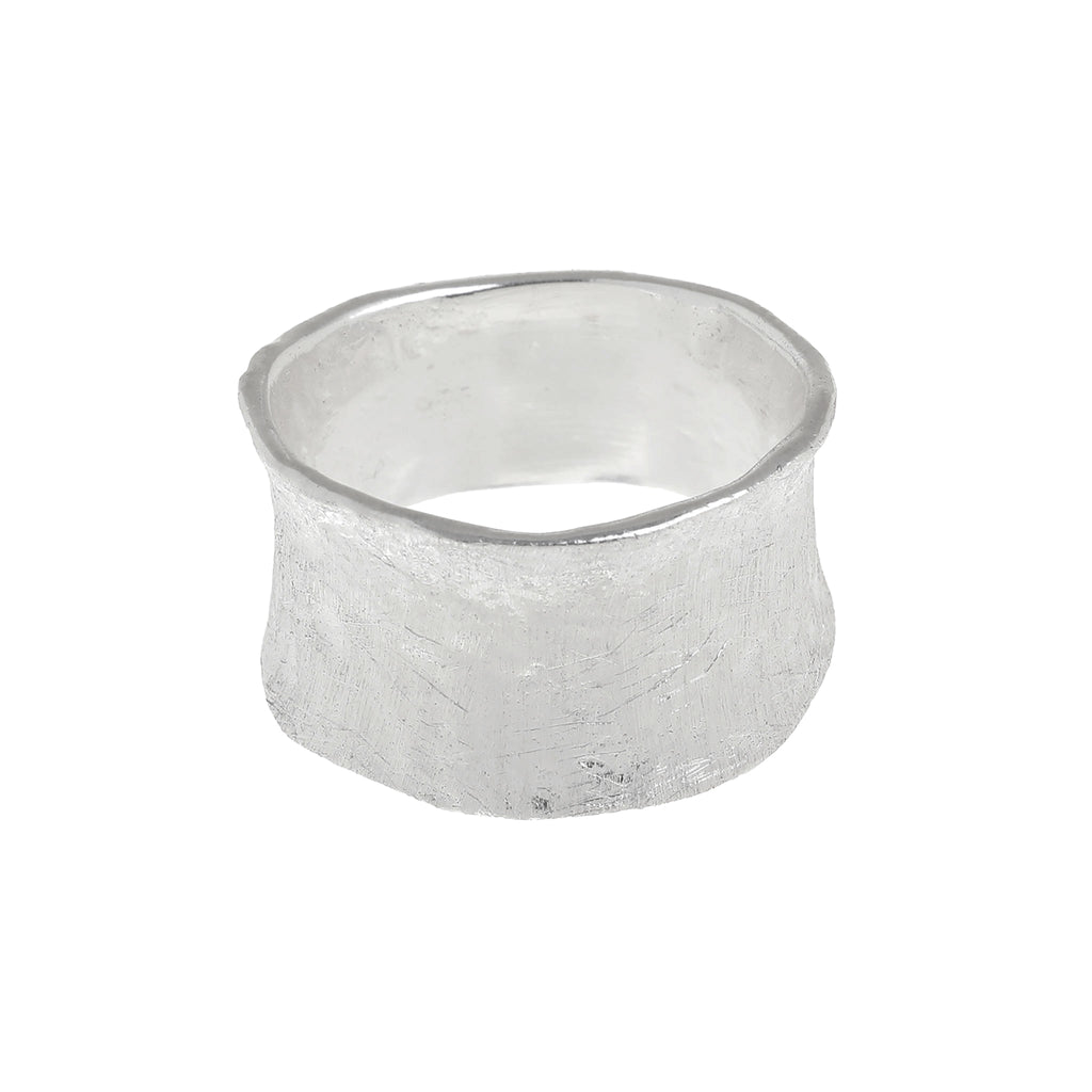 Silver Hammered Plain Band Ring