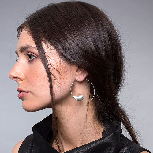 Silver Hoop with a Drop Earrings