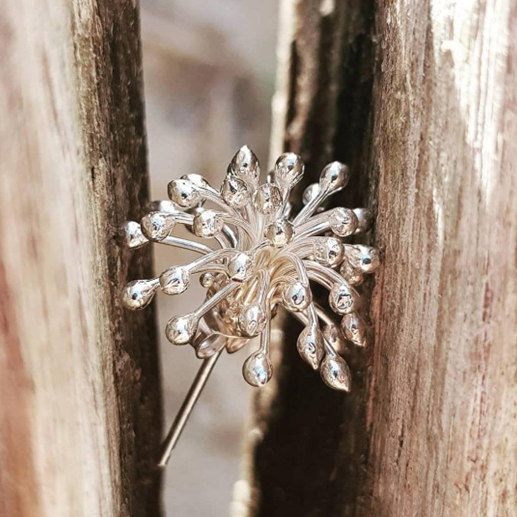 Silver Large Clover Flower Stud Earrings