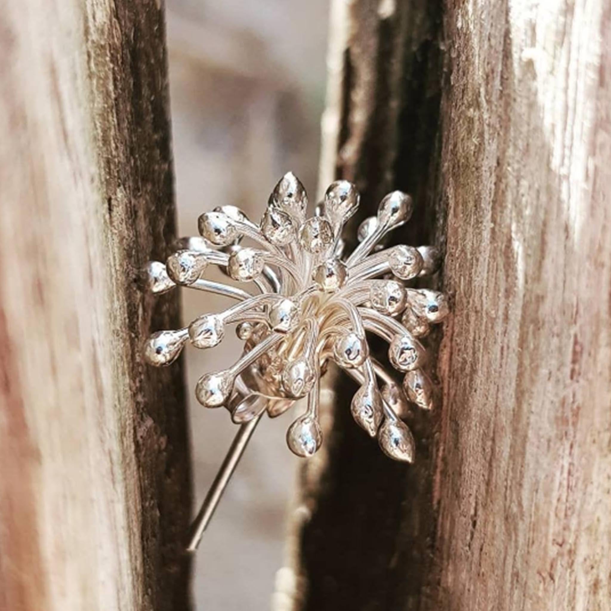 Silver Large Clover Flower Stud Earrings