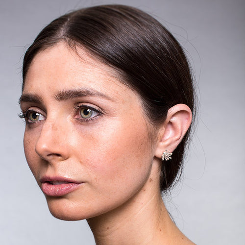 Silver Clover Flower Stud Earrings