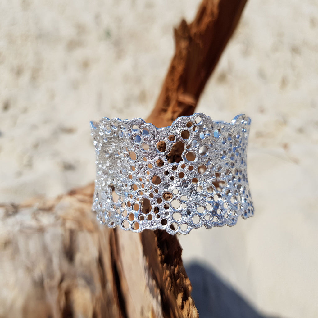 Silver Large Coral Bangle