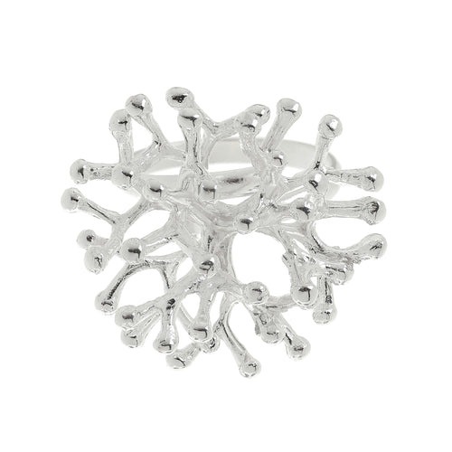 Silver Large Coral Branch Adjustable Ring