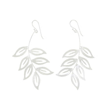 Load image into Gallery viewer, Silver Large Detailed Leaves Earrings
