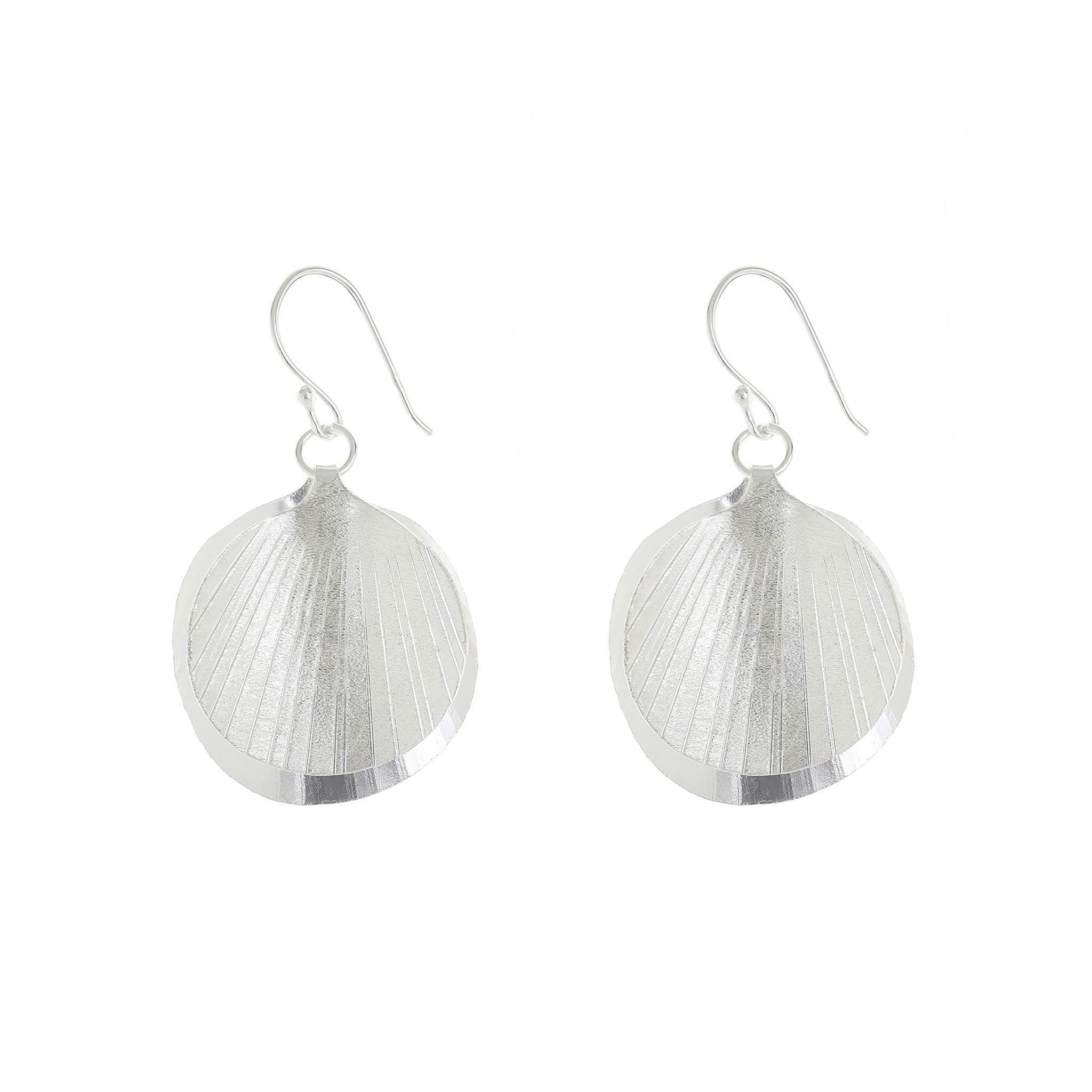 Silver Large Double Shell Earrings