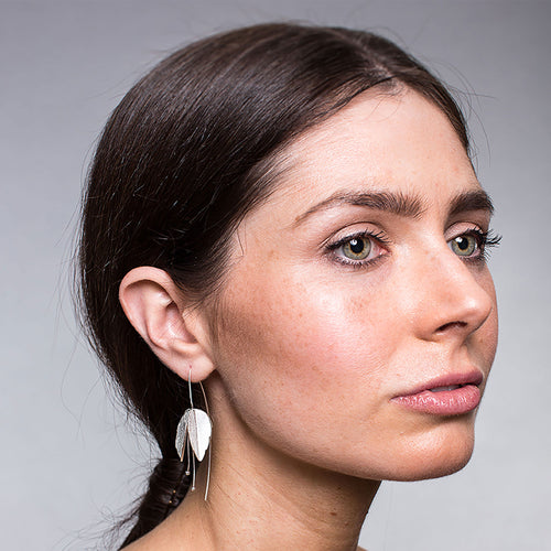 Silver Large Fuchsia Flower Earrings