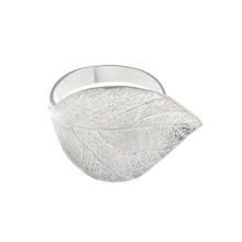 Load image into Gallery viewer, Silver Large Leaf Adjustable Ring