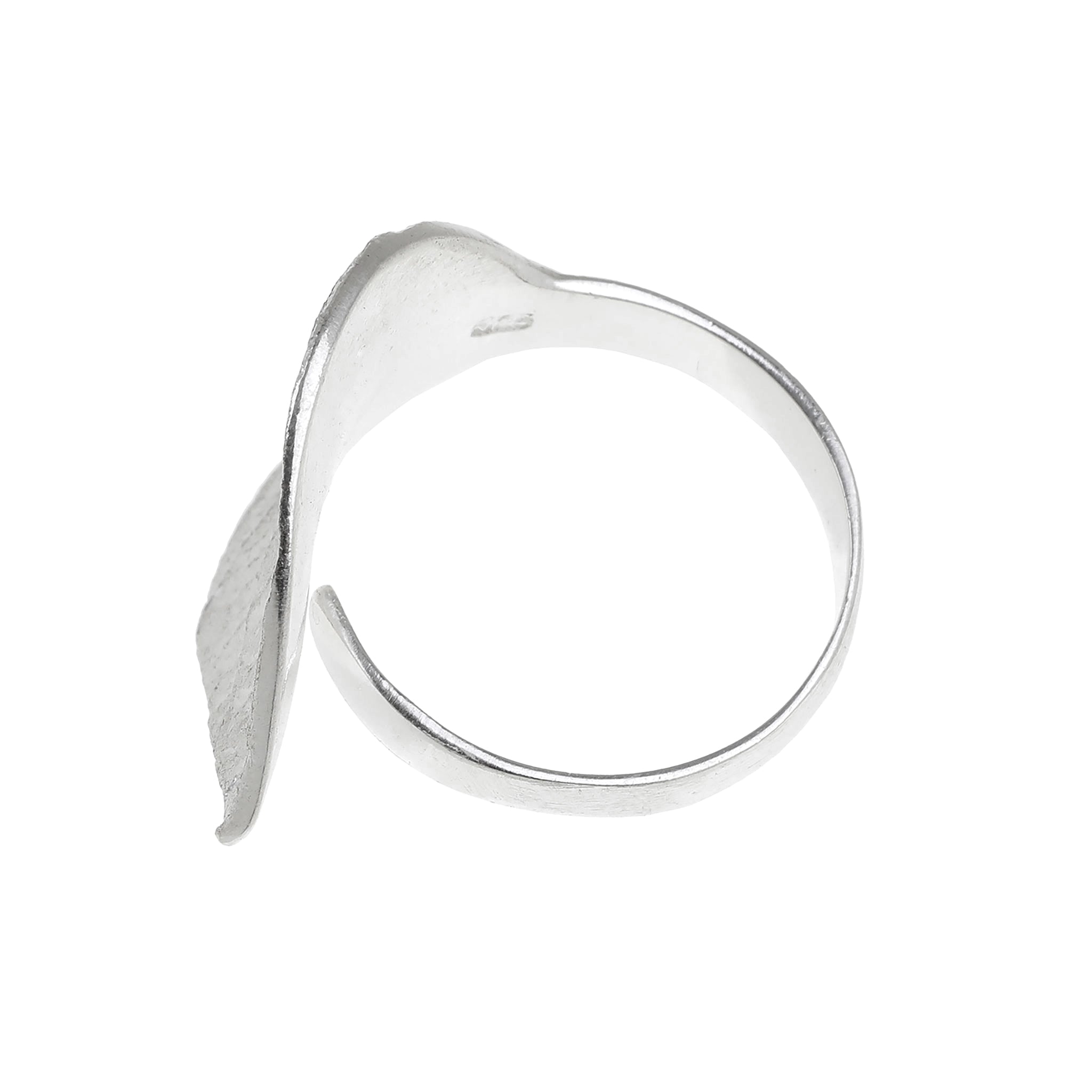 Silver Large Leaf Adjustable Ring