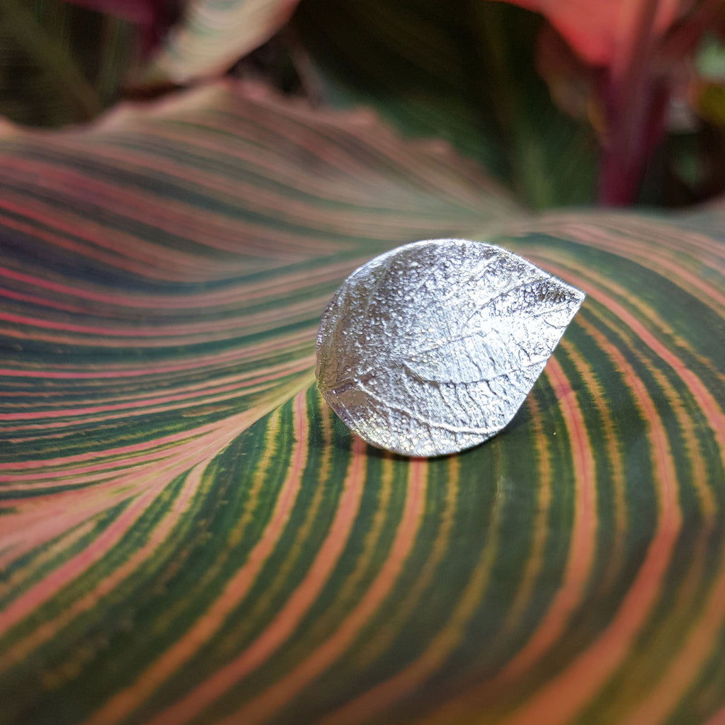 Silver Large Leaf Adjustable Ring