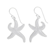 Load image into Gallery viewer, Silver Large Textured Starfish Earrings