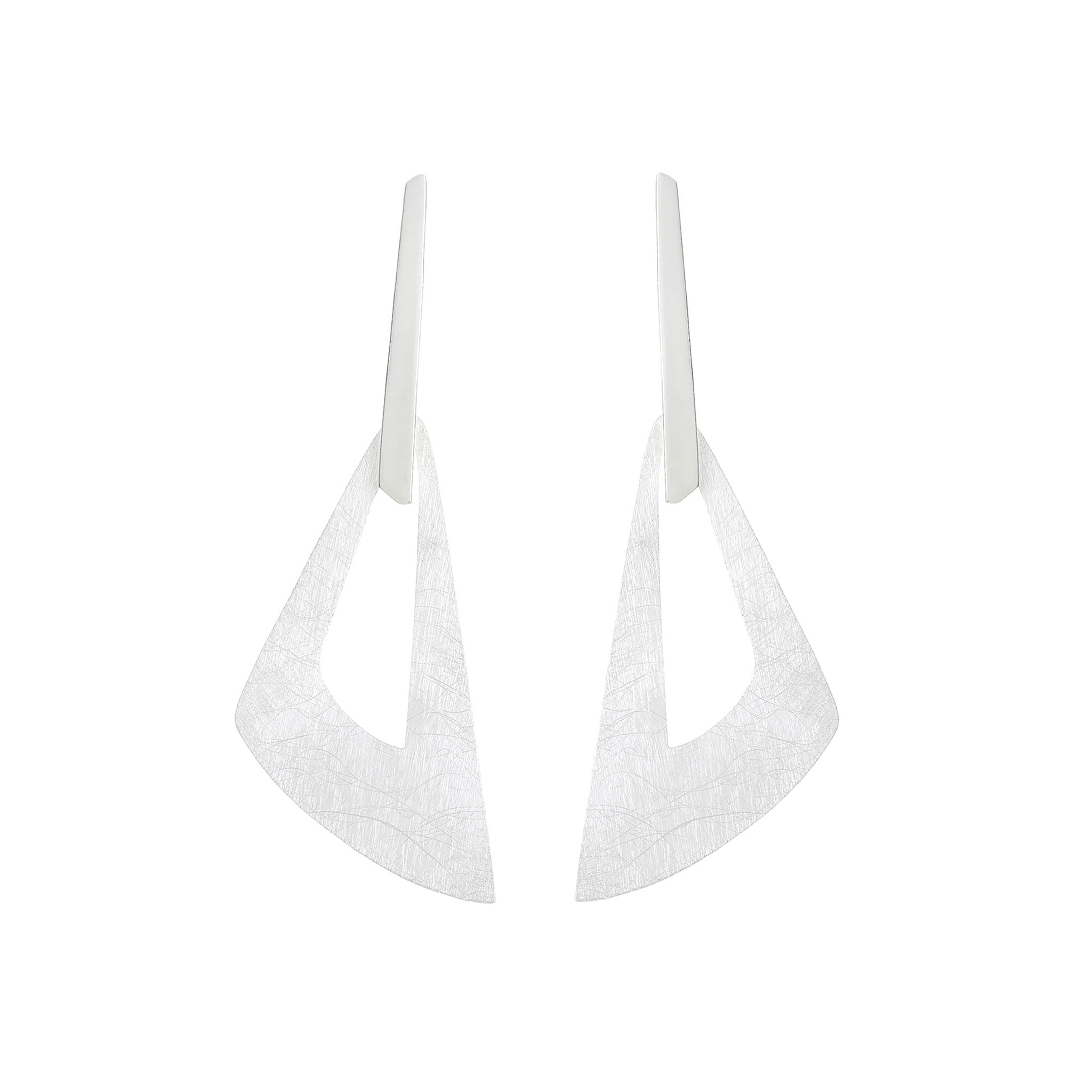 Silver Large Triangle Stud Earrings