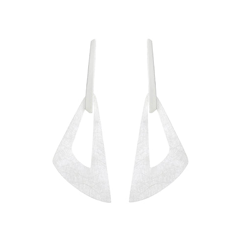 Silver Large Triangle Stud Earrings